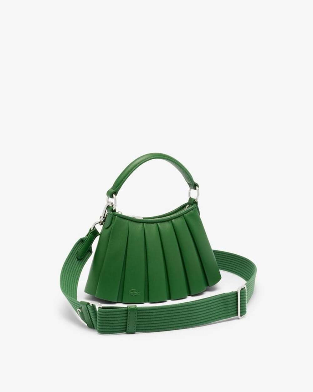 Lacoste Mini Lenglen Leather Bag Green Pleated Crossbody NWT
